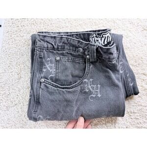 Ambush Nightfall Jeans Mens 36 Black Y2K Monogram Print Streetwear Denim